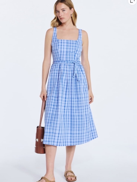 Free Assembly Dresses & Skirts - Free Assembly Sleeveless Blue Plaid Midi Dress with Waist Tie NWT sold our